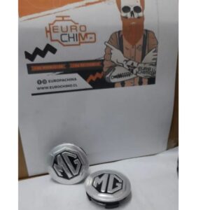 logo Tapa centro de llanta MG negra con letra plata 56MM